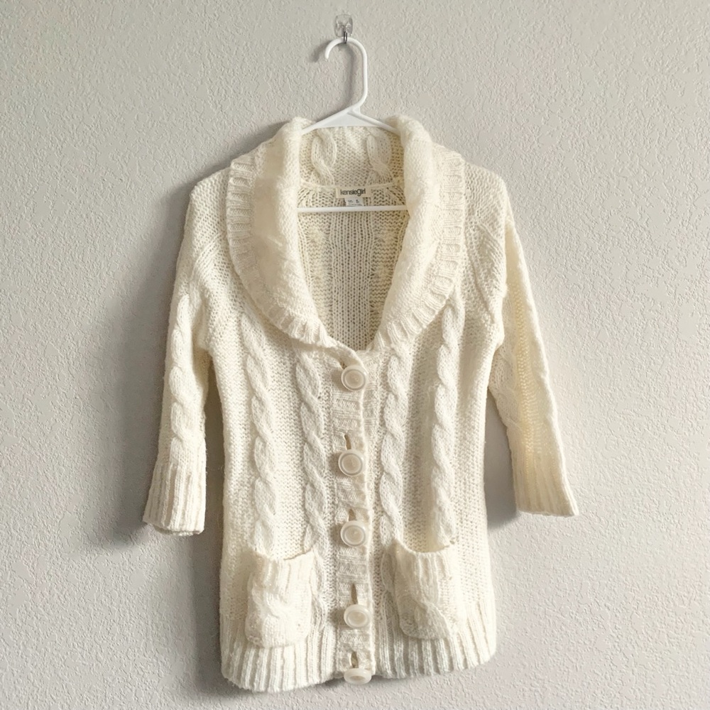 Kensie Girl | Cream Cable Knit Sweater | Sz S